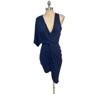 Runaway One-Shoulder Draped Navy Dress  US size 8